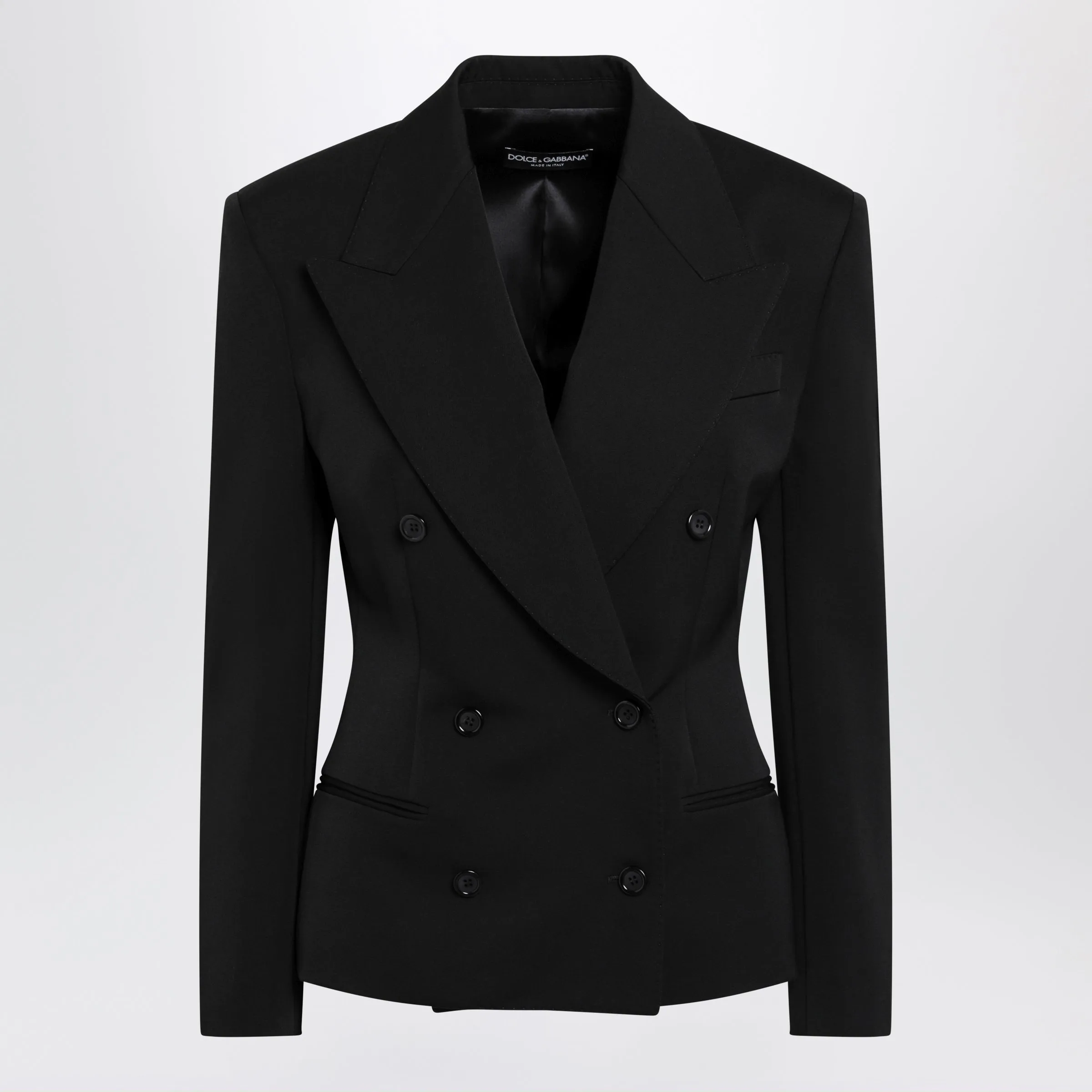 DOUBLEBREASTED WOOL GABARDINE JACKET IN BLACK sold by Lord & Taylor