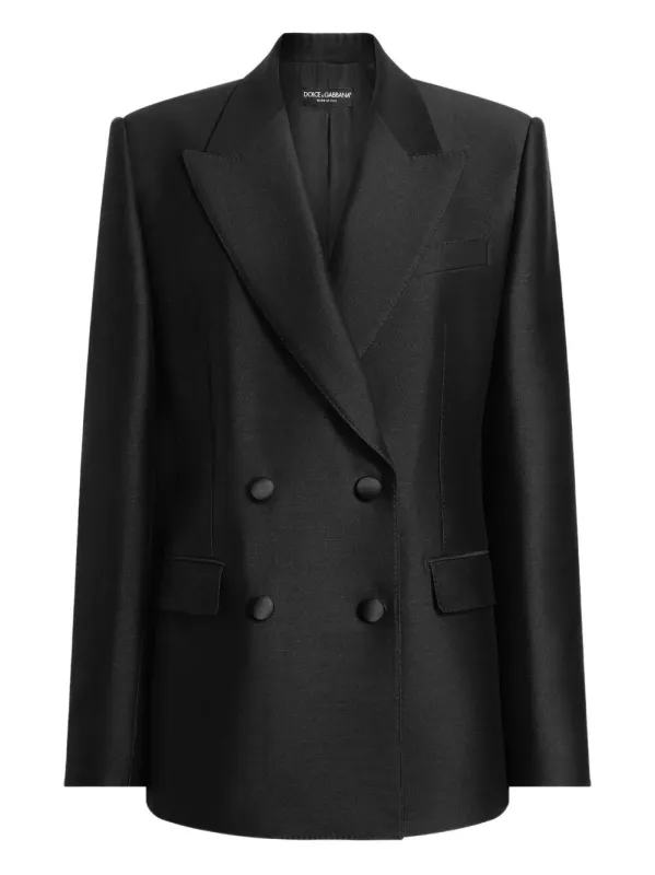 DOUBLEBREASTED JACKET IN BLACK FAILLE made by Dolce & Gabanna