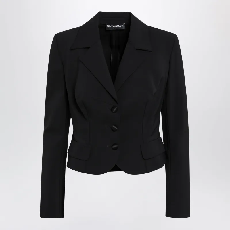 SHORT SINGLEBREASTED TECHNICAL CADY JACKET, BLACK made by Dolce & Gabanna