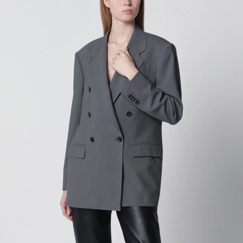 DOUBLEBREASTED BLAZER IN GREY WOOL AND SILK BLEND made by Tagliatore
