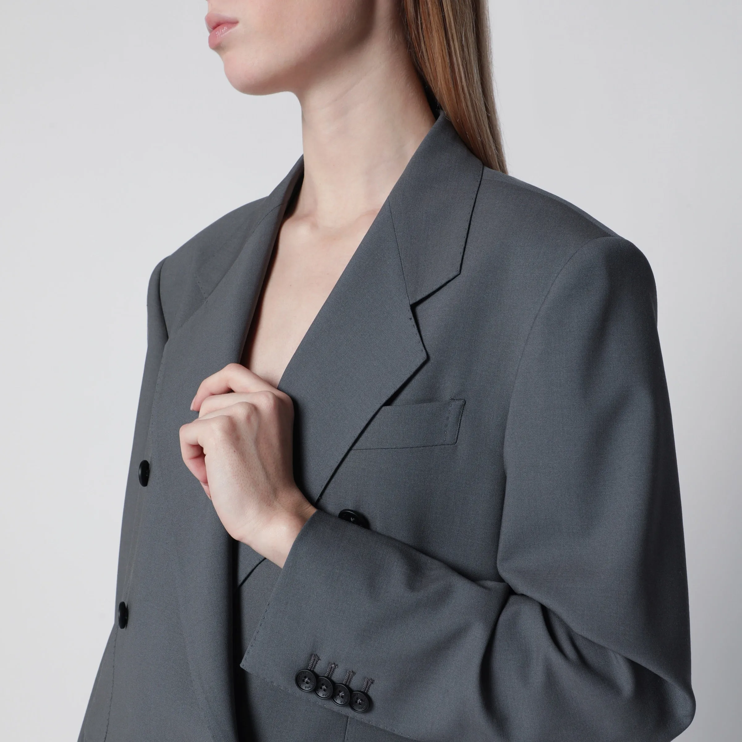 DOUBLEBREASTED BLAZER IN GREY WOOL AND SILK BLEND sold by Lord & Taylor product image thumbnail 2