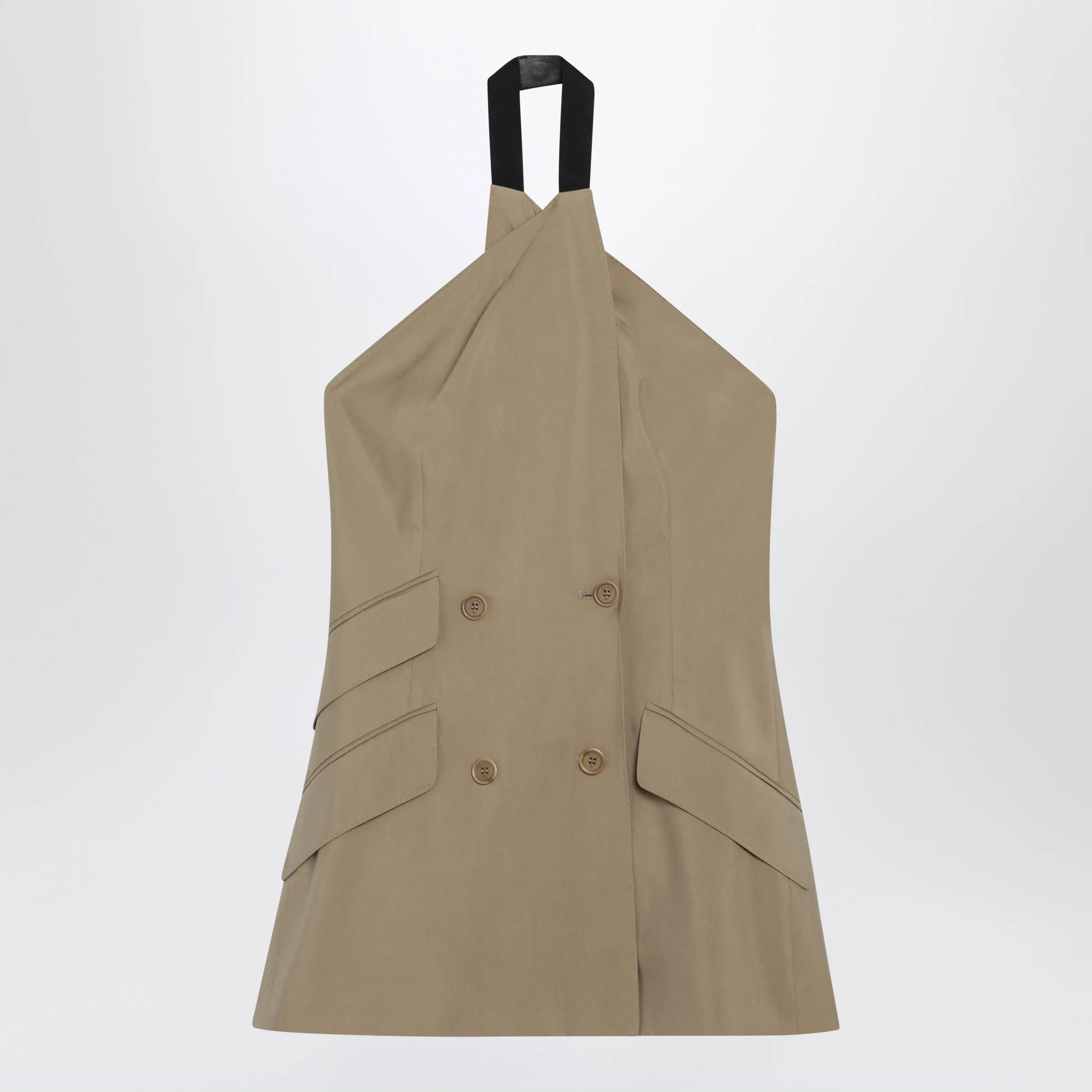 SLEEVELESS JACKET IN SANDCOLORED WOOL AND SILK POPLIN sold by Lord & Taylor