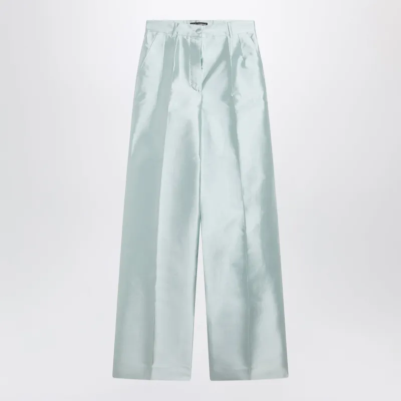 SHANTUNG SILK TROUSERS IN LIGHT BLUE made by Dolce & Gabanna