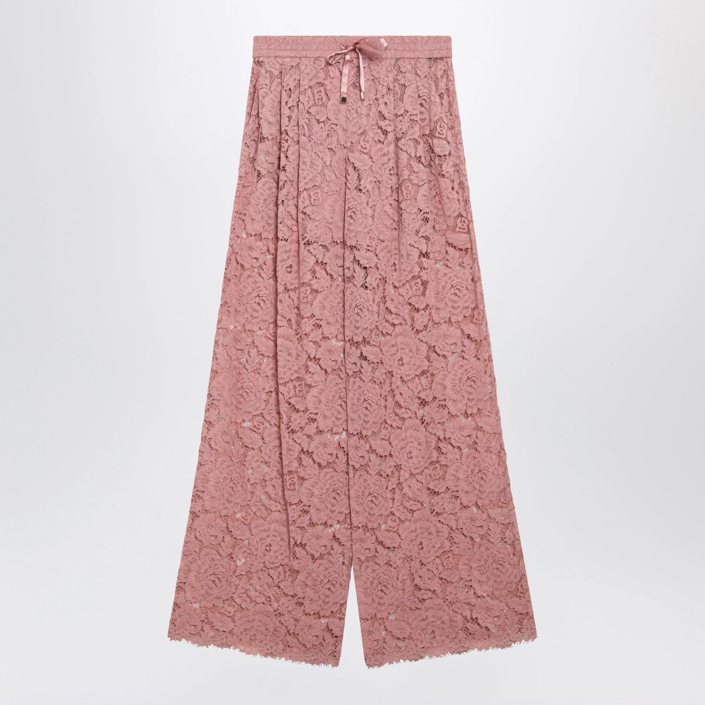 HIGHWAIST FLARED FLORAL LACE PANTS IN DUSTY PINK sold by Lord & Taylor