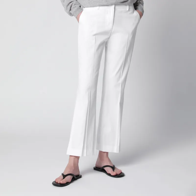 MIDRISE FLARED COTTON TROUSERS IN WHITE made by Pt01