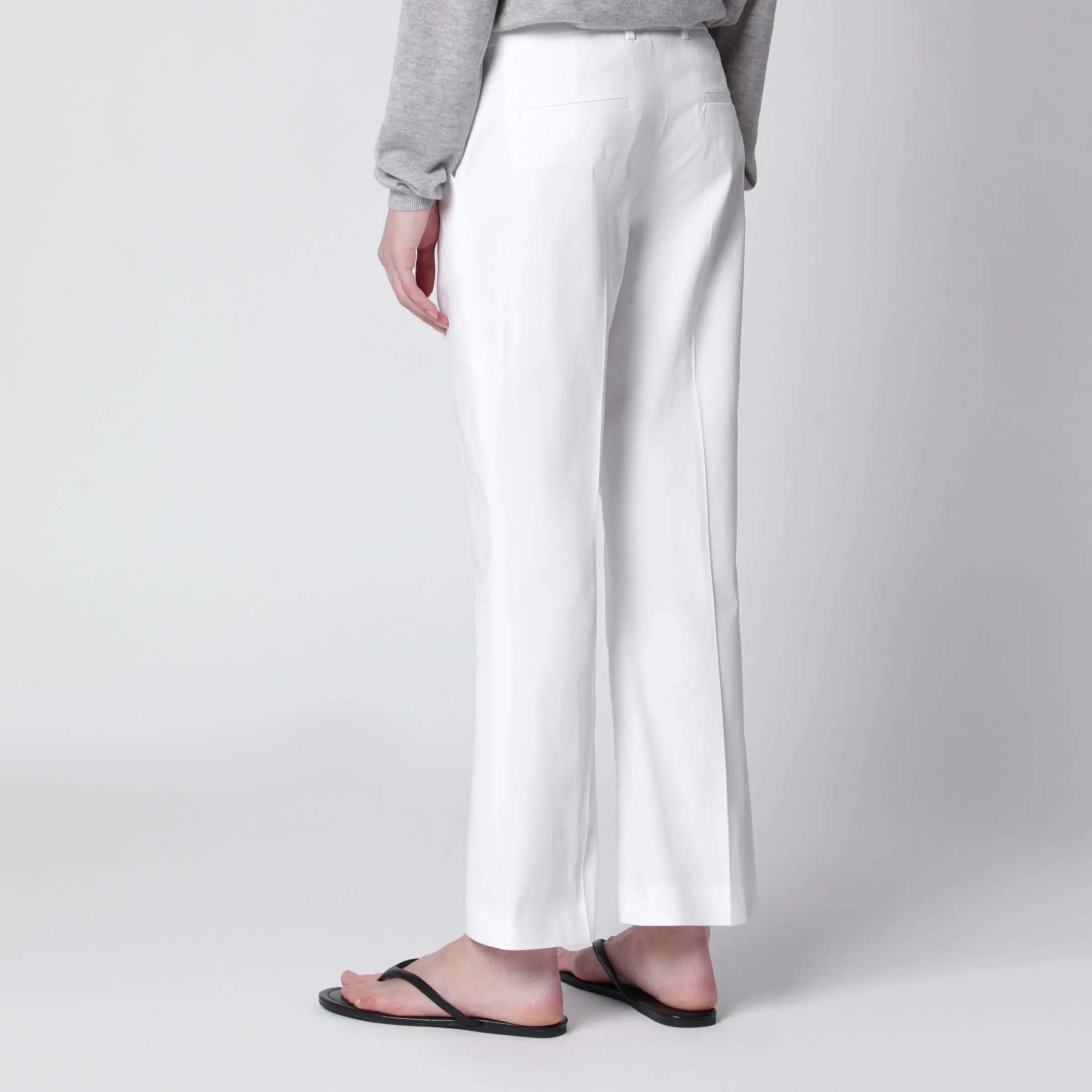 MIDRISE FLARED COTTON TROUSERS IN WHITE sold by Lord & Taylor product image thumbnail 2