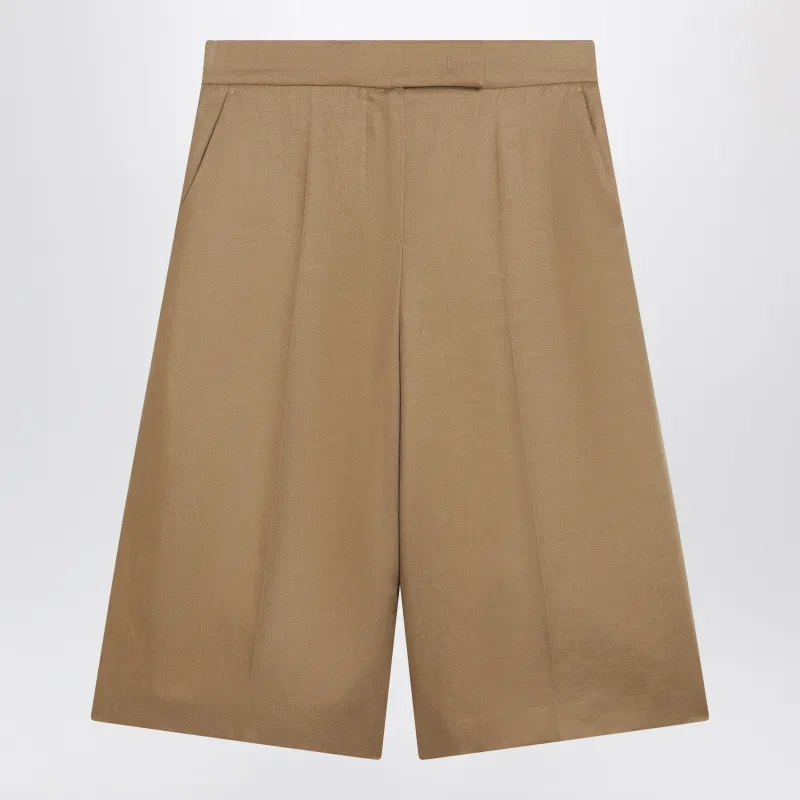 SANDCOLORED LINEN BERMUDA SHORTS made by MaxMara