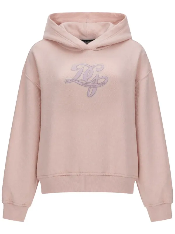 EMBROIDERED HOODIE IN PINK COTTON BLEND made by Dolce & Gabanna