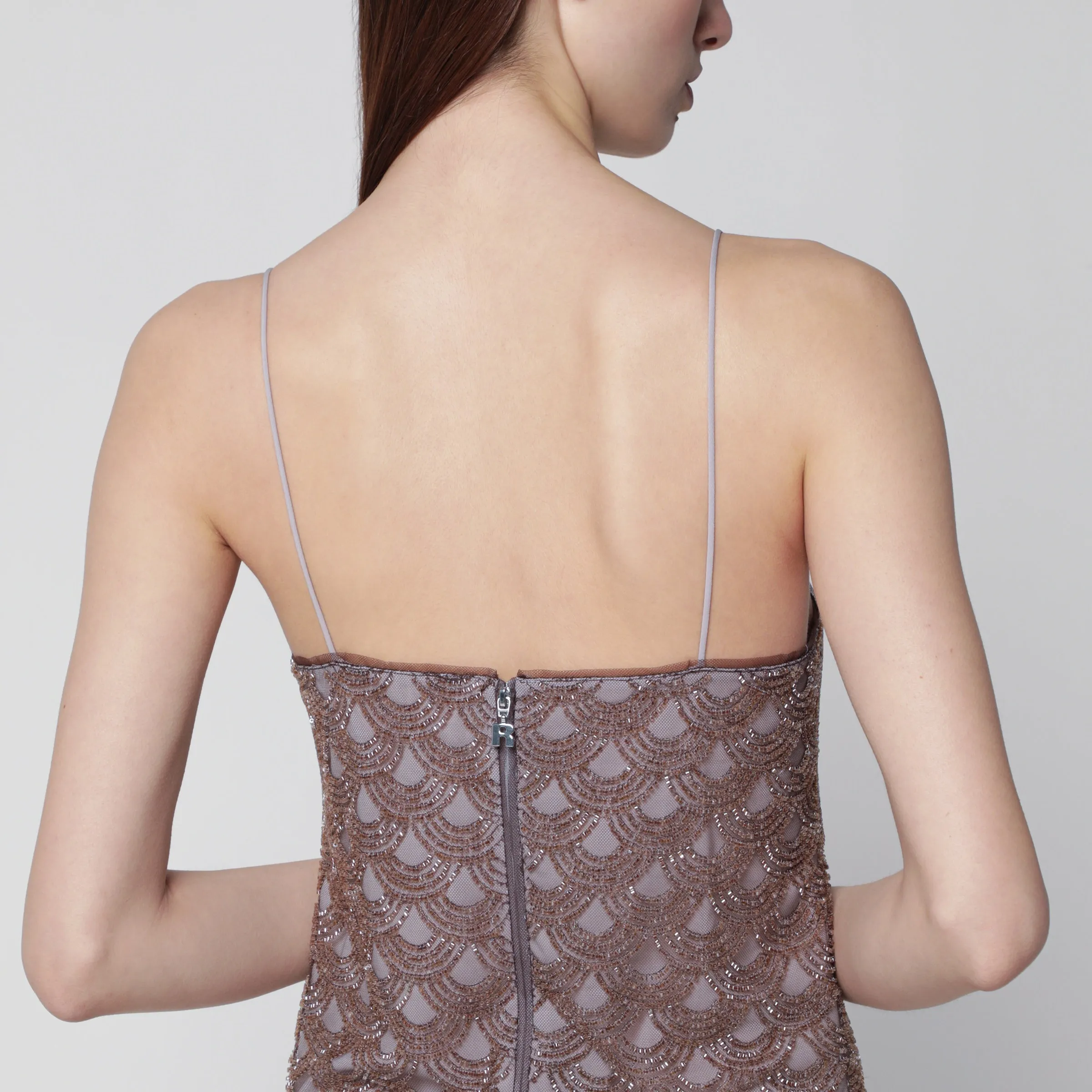 SCALLOPED SEQUIN MINI DRESS IN POLYESTER, GULL GRAY sold by Lord & Taylor product image thumbnail 2