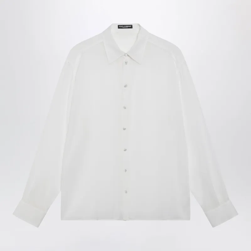 OVERSIZED SILK GEORGETTE SHIRT IN OPTICAL WHITE made by Dolce & Gabanna