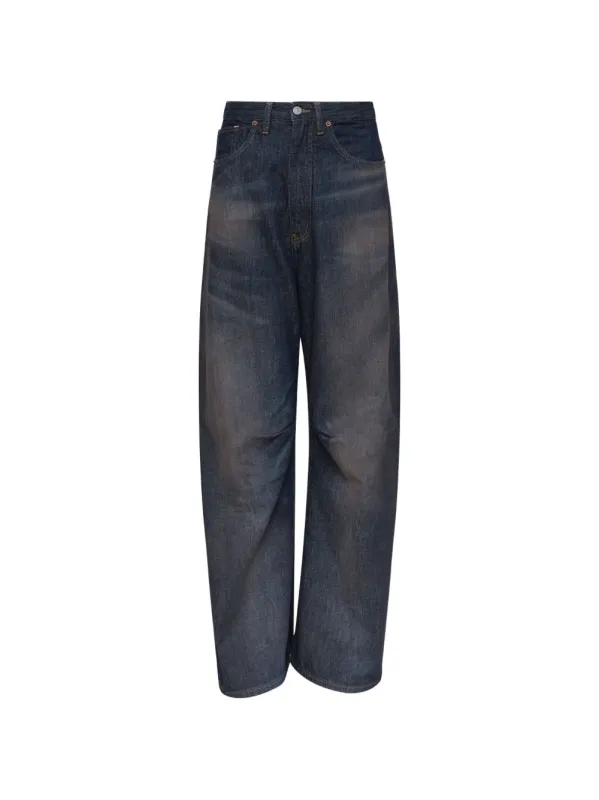 DARK BLUE WIDELEG JEANS WITH WORN EFFECT made by Maison Margiela