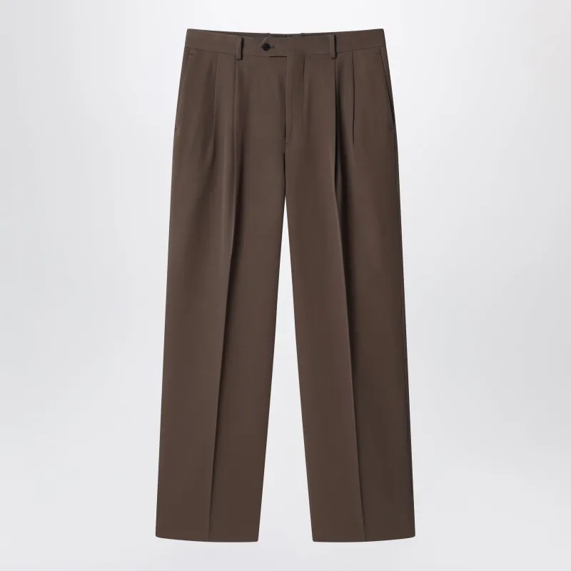 DOUBLEPLEATED WOOL GABARDINE TROUSERS made by Auralee