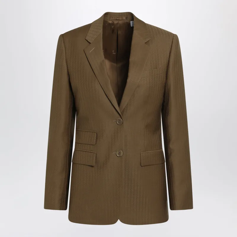 TAILORED SINGLEBREASTED WOOL AND MOHAIR BROWN JACKET made by Burberry