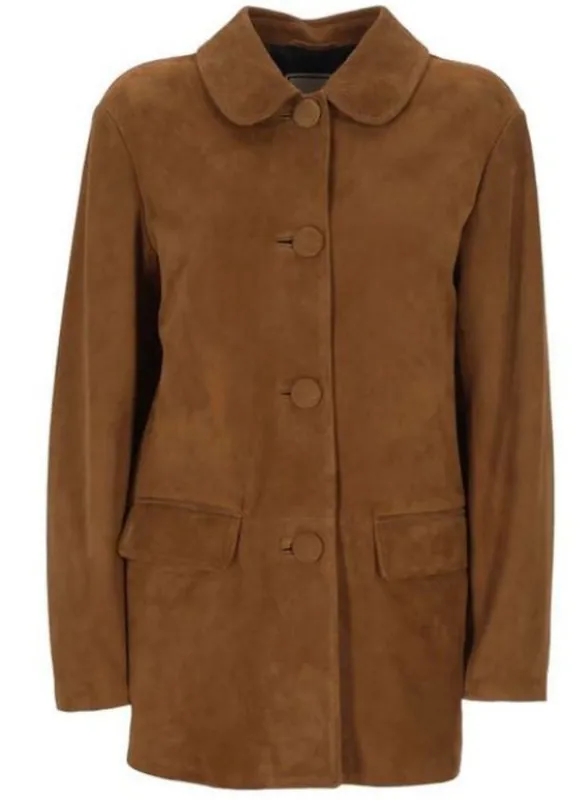 COGNAC ROUND COLLAR LEATHER JACKET made by Tagliatore