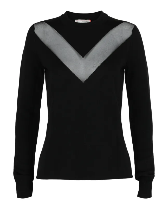 Sheer-Paneled Sweater made by Alexander McQueen