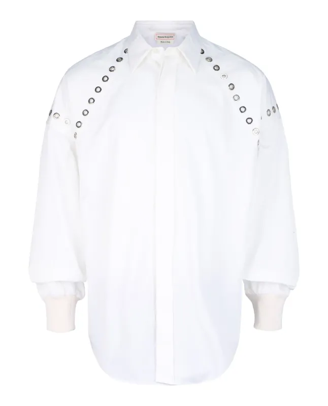 Grommet Detail Button-Up Shirt made by Alexander McQueen