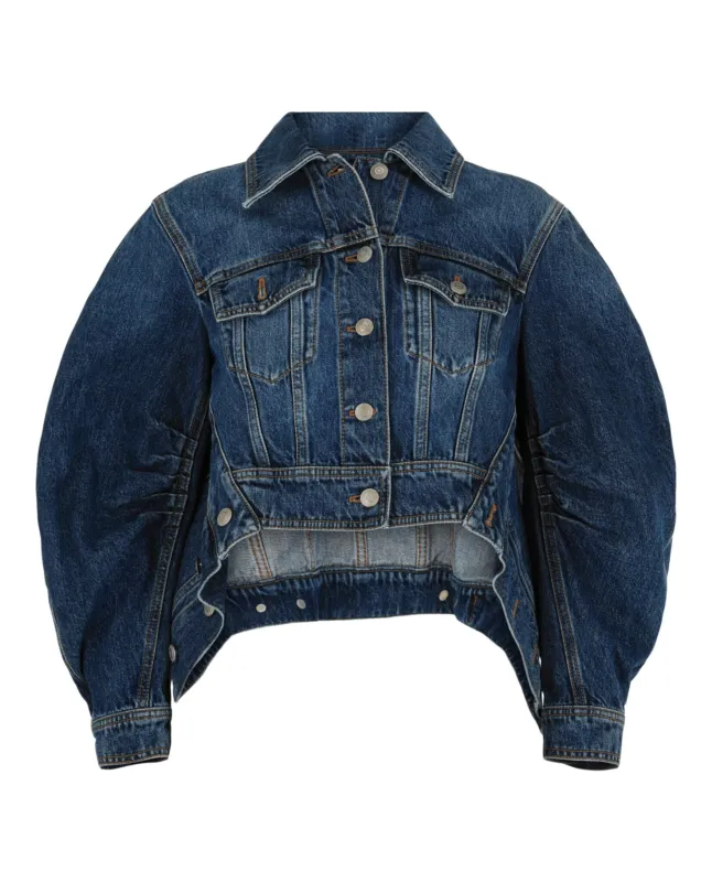 Cropped Cocoon Sleeve Denim Jacket made by Alexander McQueen