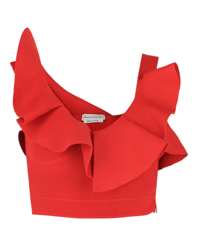 Ruffled Asymmetrical Cropped Top made by Alexander McQueen