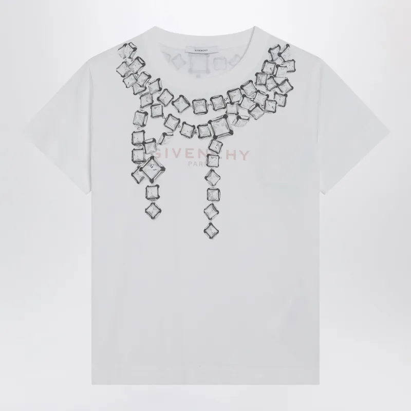 DECONSTRUCTED CRYSTALS COTTON TSHIRT IN WHITE made by Givenchy