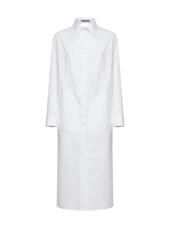 Shirt Dress Draped Back White Poplin made by Balenciaga