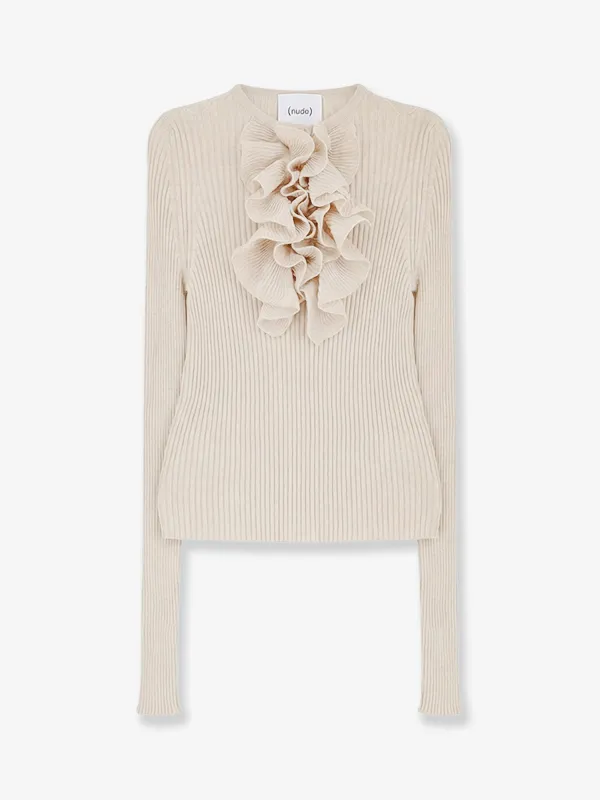Sweater Ribbed Cotton-Blend Beige made by NUDE
