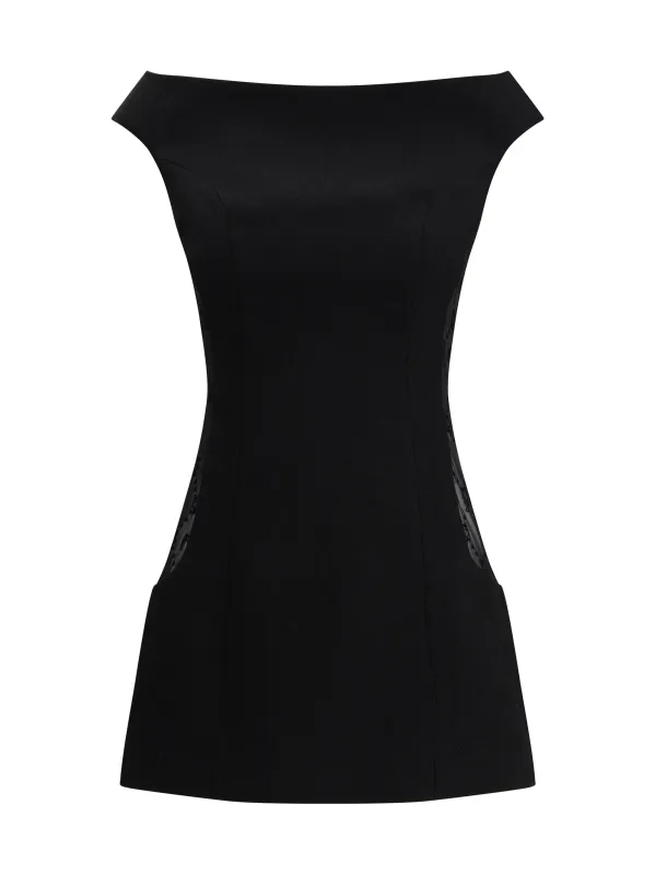 Mini Dress Wool Bouclé Sleeveless Black made by Marine Serre