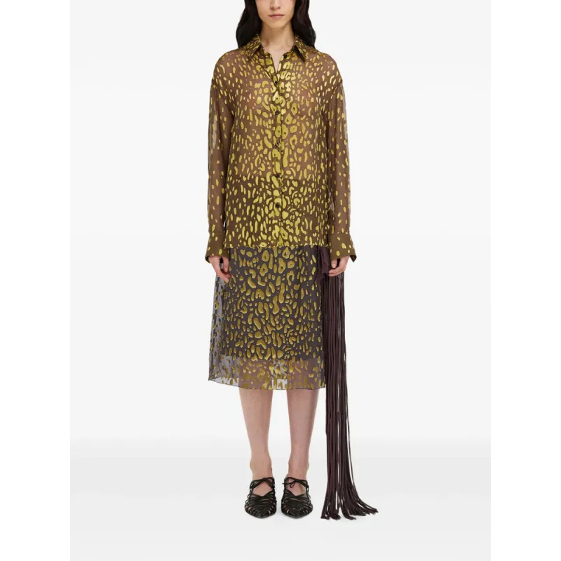 Skirt Draped Brown/Yellow made by Salvatore Ferragamo