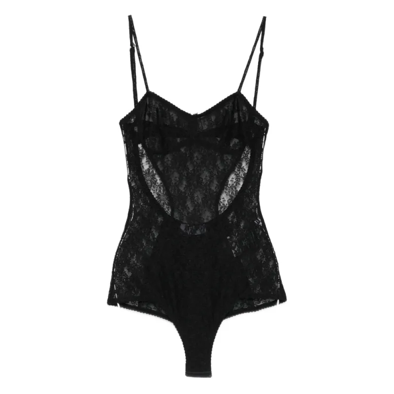 Bodysuit in Black Lace made by The Attico