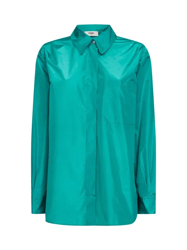 Light Blue Silk Taffeta Shirt made by Fendi