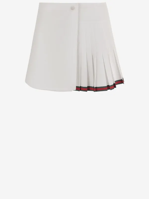 Cotton Skirt with Partial Pleats made by Gucci