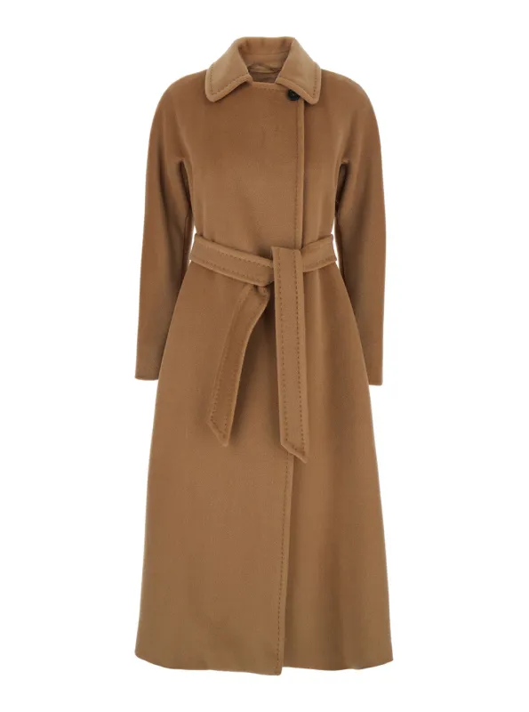 Coat Beige Wool with Spread Collar made by MaxMara