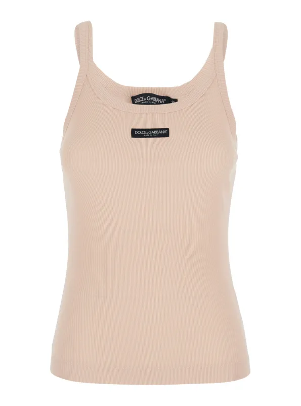 Sleeveless Cotton Top Pink made by Dolce & Gabanna
