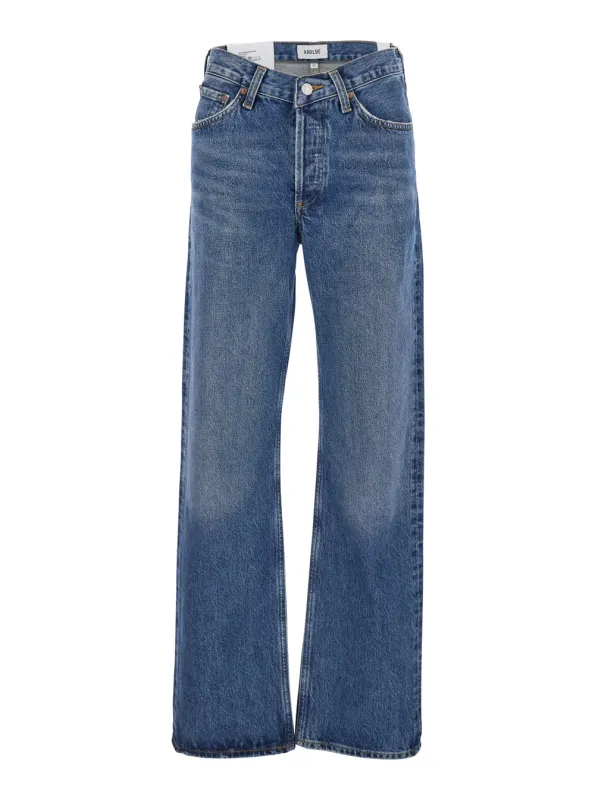 Blue Denim Jeans with Belt Loops made by Agolde