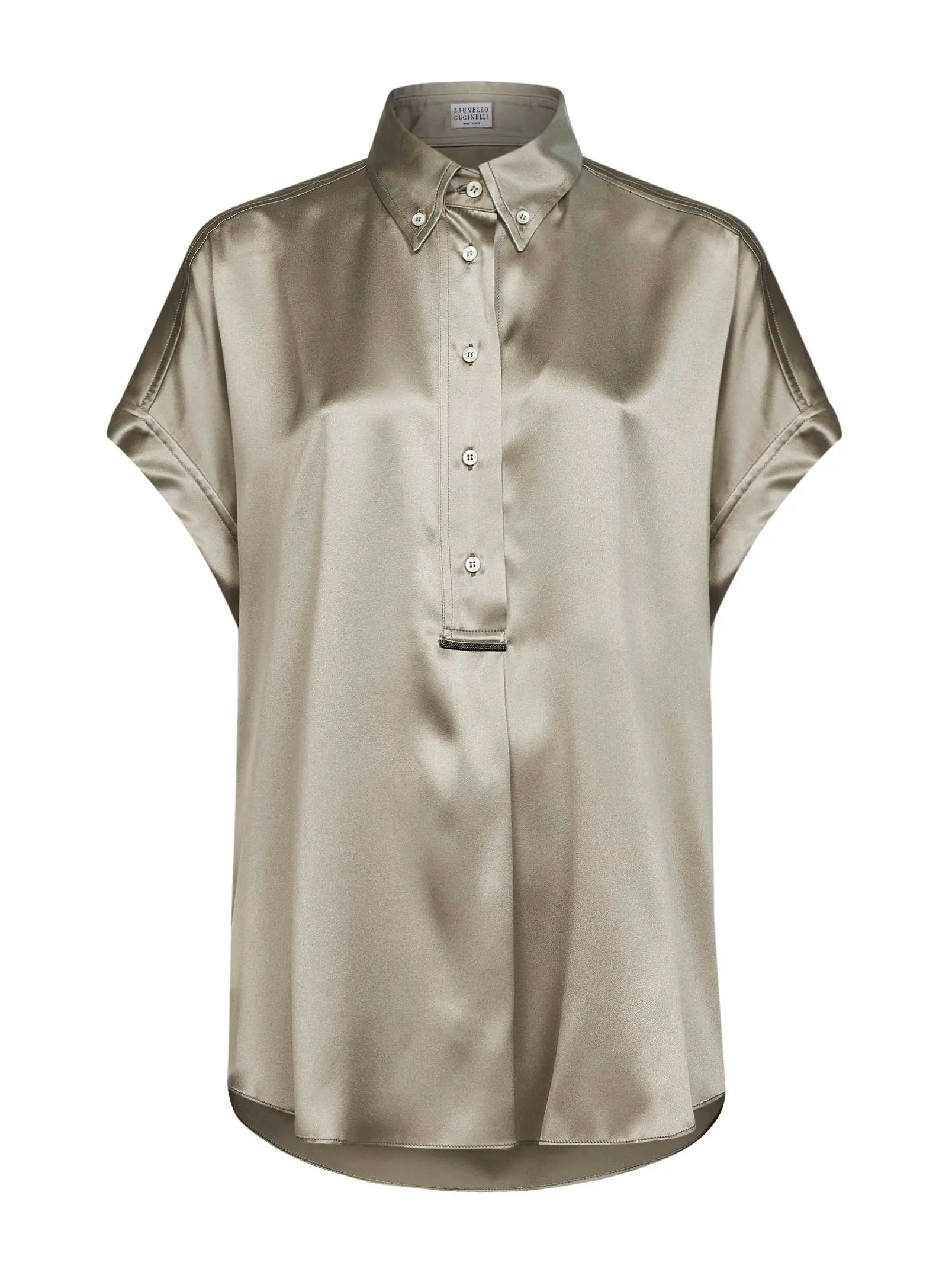 Green Stretch Satin Monili Shirt sold by Lord & Taylor