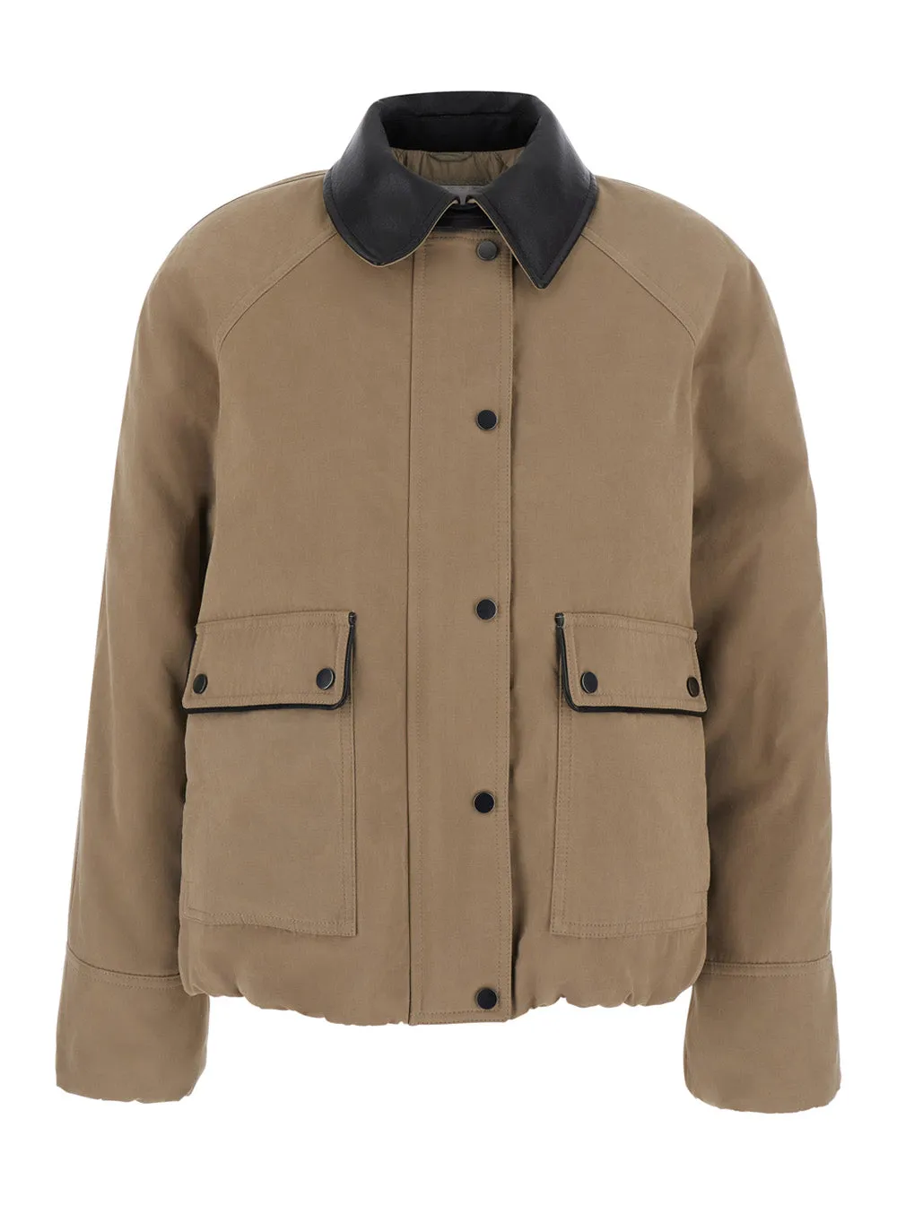 Jacket Beige with Leather Collar sold by Lord & Taylor