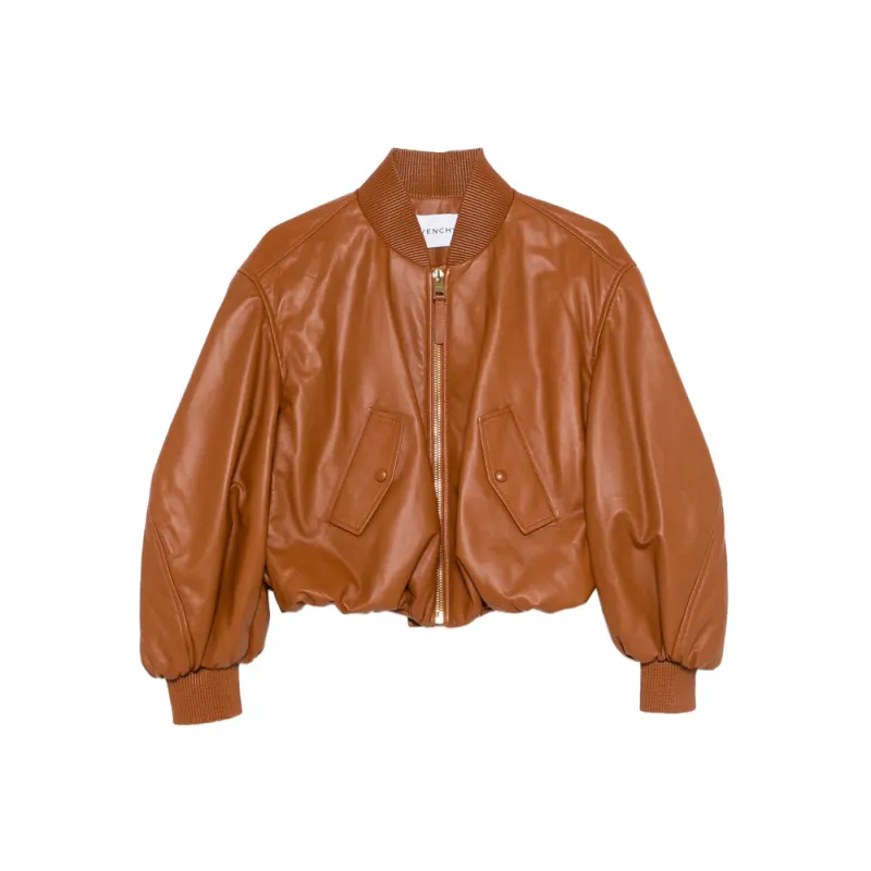 Leather Bomber Jacket Brown made by Givenchy