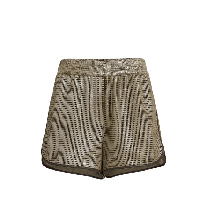 Shorts Calf Leather Neutrals/Black made by Brunello Cucinelli