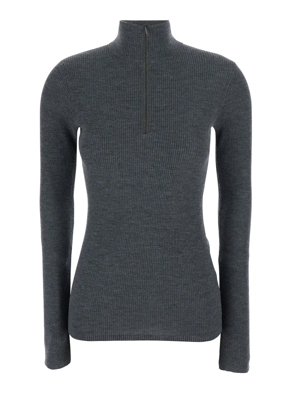 Turtleneck Sweater Half-Zip Grey sold by Lord & Taylor