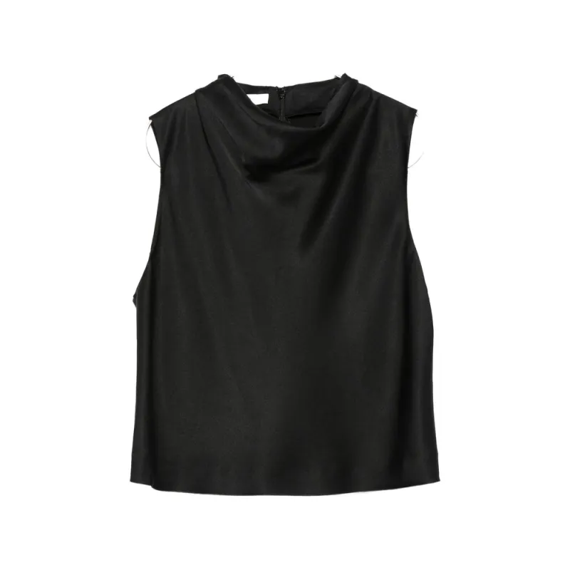 Top Cowl Neck Sleeveless Black made by Vince