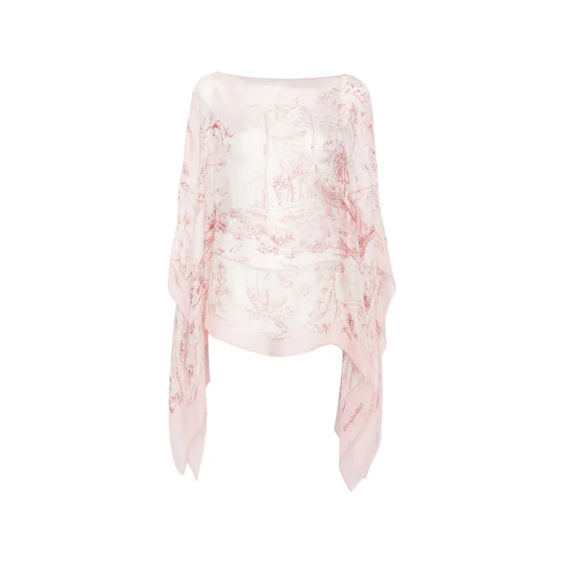 Cape in Pink Floral Silk made by Salvatore Ferragamo