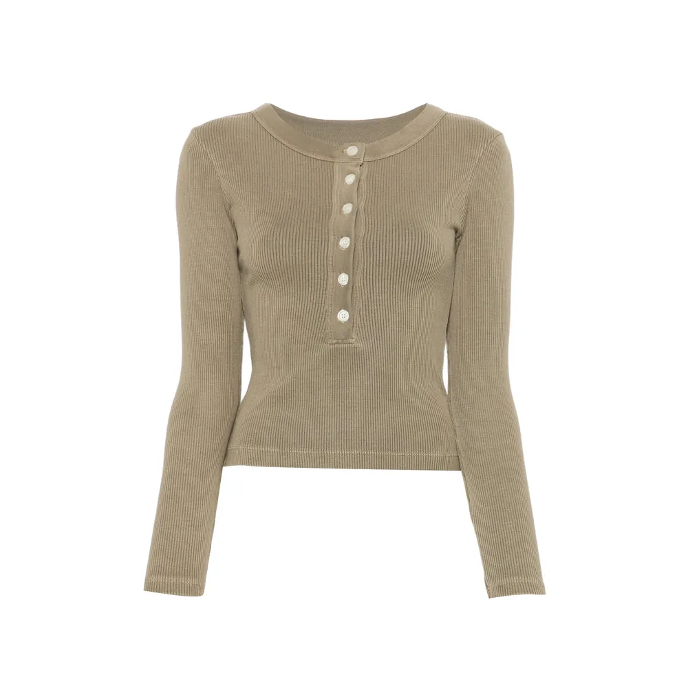 Ribbed Henley T-shirt Green sold by Lord & Taylor