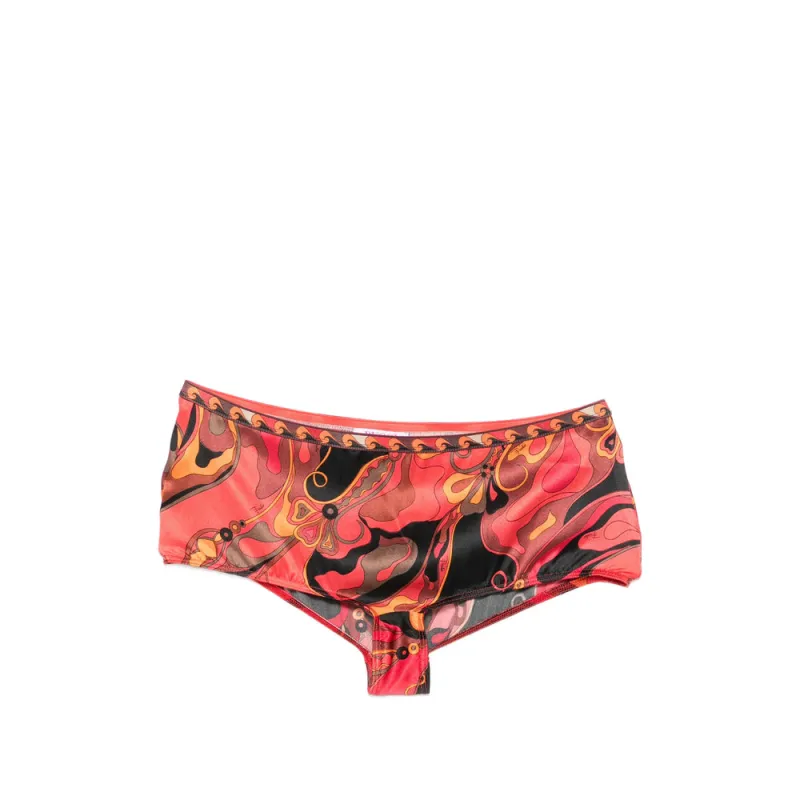High-Cut Silk Briefs Red/Black made by Emilio Pucci