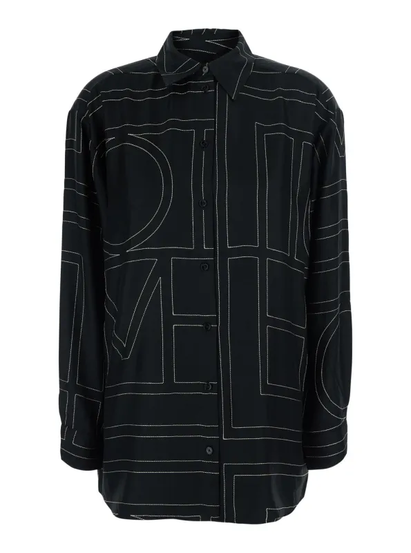 Shirt Embroidered Black Silk made by Toteme