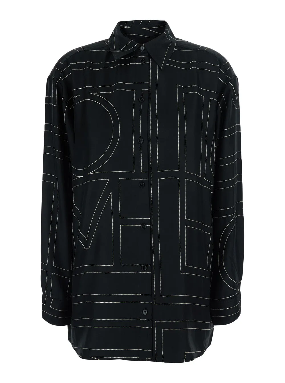 Shirt Embroidered Black Silk sold by Lord & Taylor