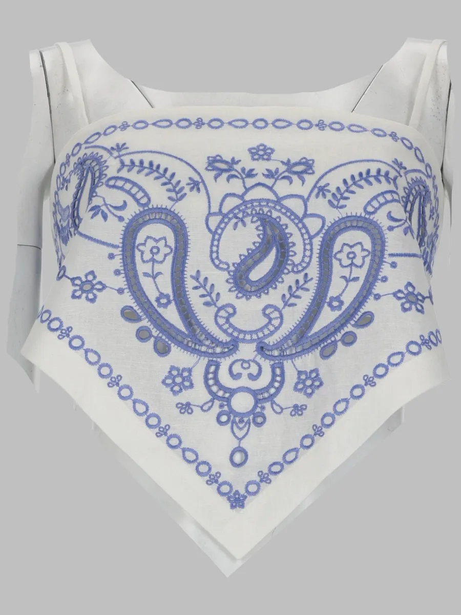 Linen Top with Embroidery White sold by Lord & Taylor