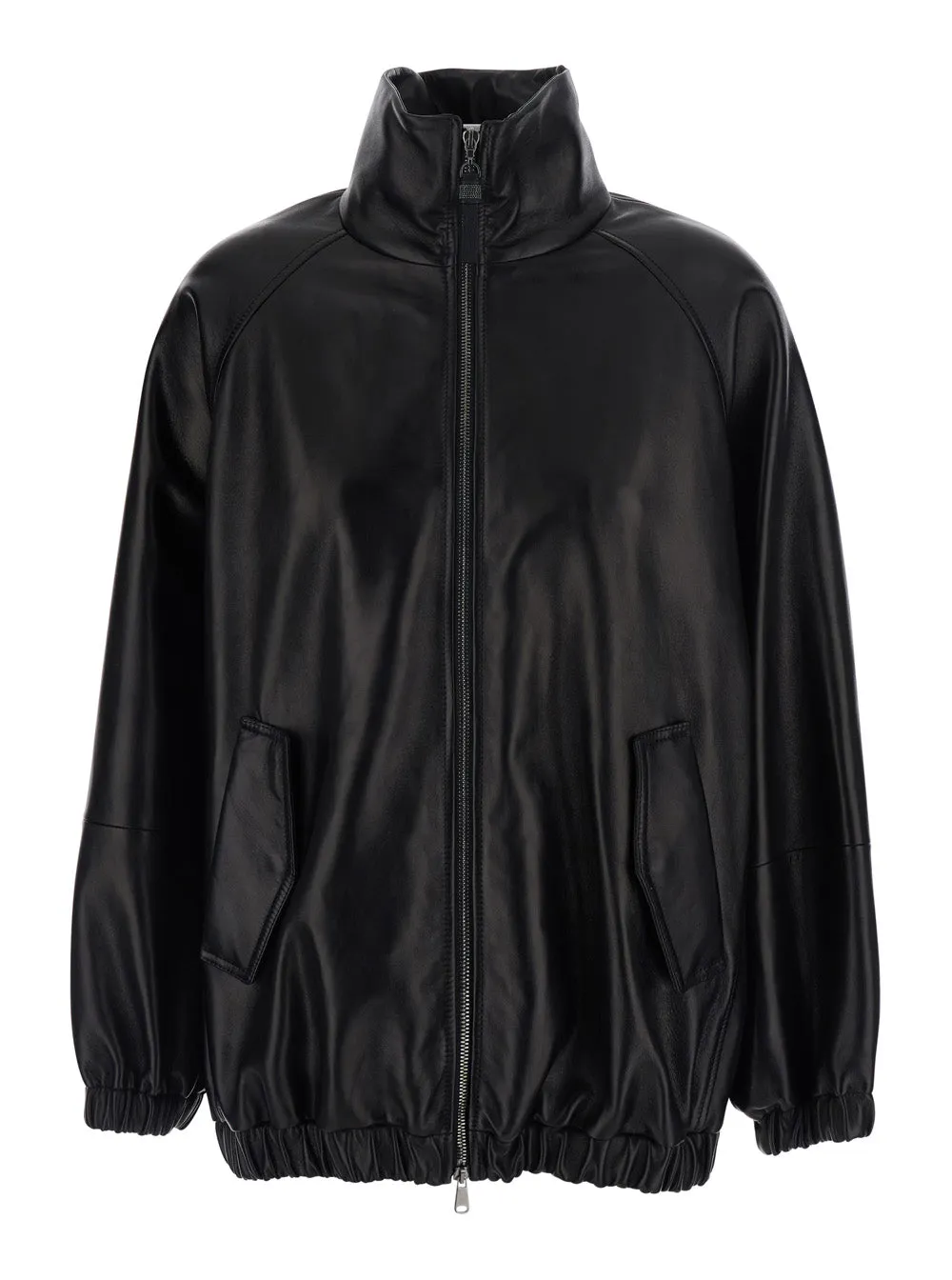 Jacket High-Collar Leather Black sold by Lord & Taylor