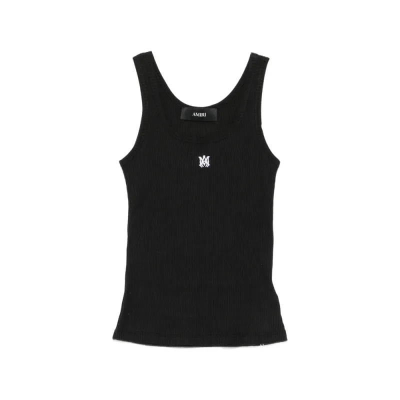 Ribbed Knit Tank Top Black made by AMIRI