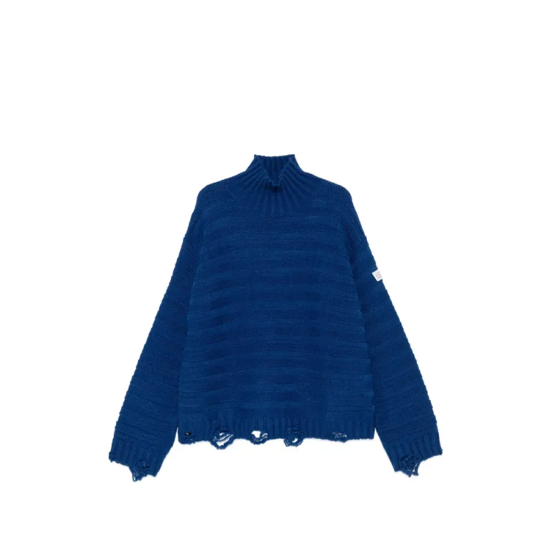 Sweater Ribbed Knit Blue made by Maison Margiela