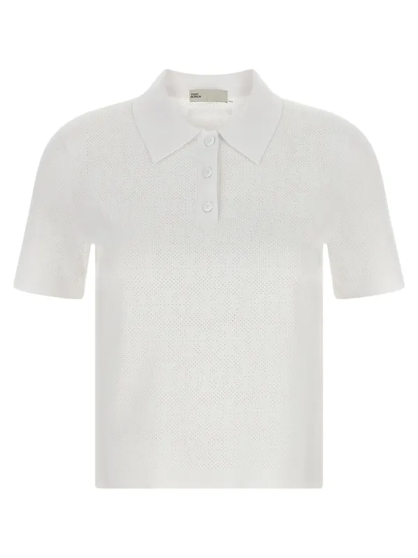 Pointelle viscose polo shirt made by Tory Burch
