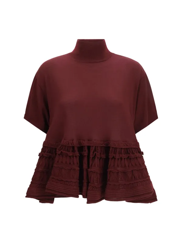 T-shirt Virgin Wool Burgundy made by Alaia